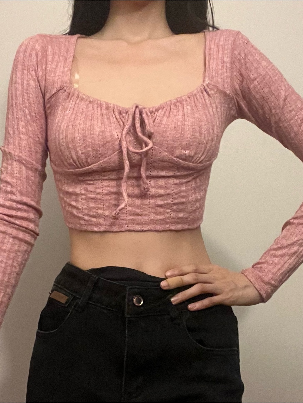 Aeropostale Ribbed Bustier Crop Top - Light pink